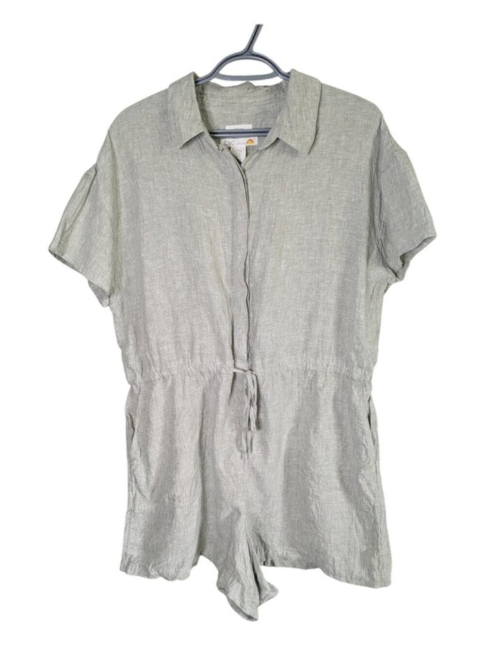 C&C California Women's 100% Linen Short‎ Sleeve Romper Gray Size XL